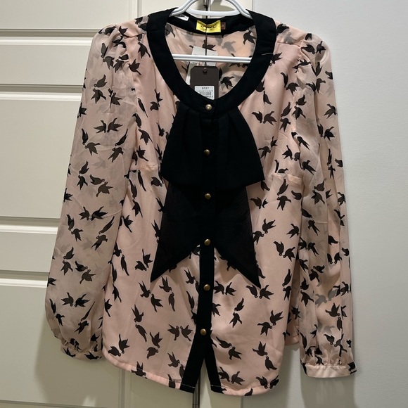 NWT Pink Bow Blouse - Picture 1 of 4